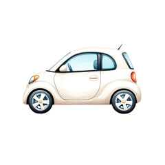 Obraz premium Compact white car illustration on a black background