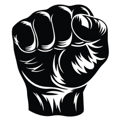 Powerful Black and White Fist Symbolizing Solidarity, Strength, and Resistance