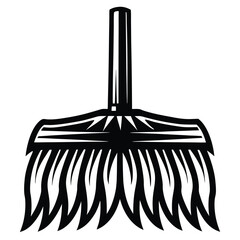 Stylized black and white image of a flathead broom icon illustration