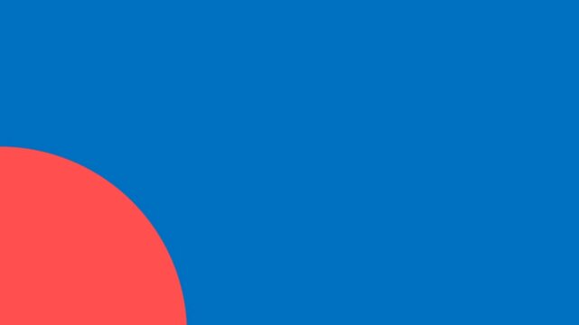 Animated Expansion and Contraction of red quarter circle on plain blue color only. Raw animation background for presentation, projects, news. Beautiful, colorful looping motion backdrop.
