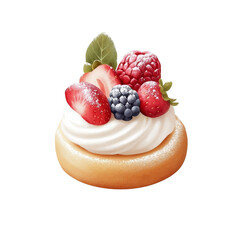 Delicious fruit-topped cream pastry dessert