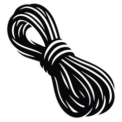 Coiled rope illustration, simple black and white design ready to use