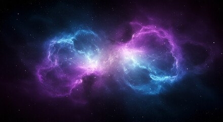 Obraz premium Cosmic clouds background, galaxy banner with glowing purple and blue nebula