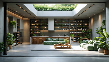 Cozy modern family room in minimalist style