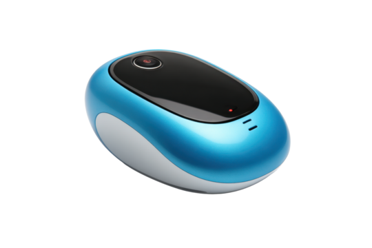Blue wireless smart device on transparent background