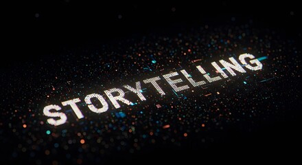 Conceptual Digital Rendering of the Word Storytelling with Glowing Pixels