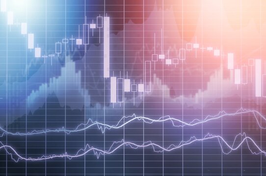 Multi exposure of abstract financial graph background