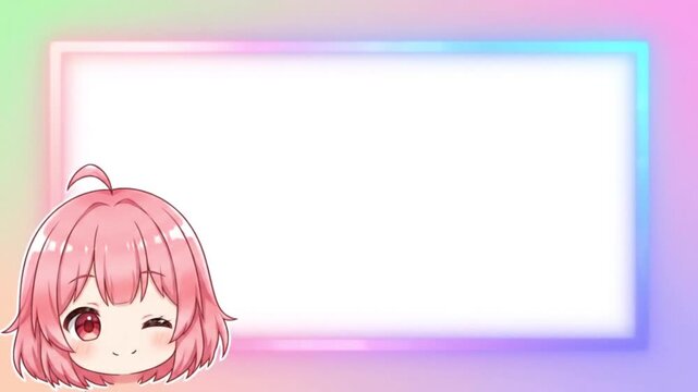 animated cute chibi girl frame overlay