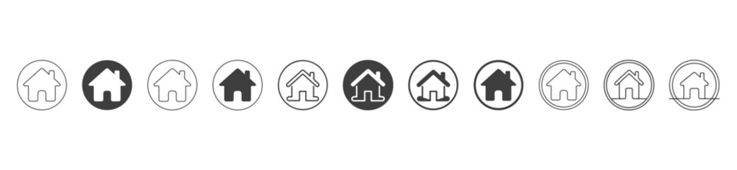 Minimalist Home Icons Set - Black and White Vector Collection