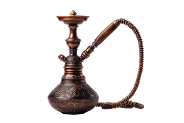 Vintage Copper Hookah Shisha on Transparent Background