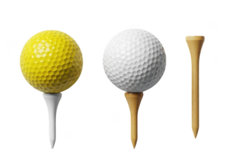 Golf ball and tee isolated on transparent background for sport concept