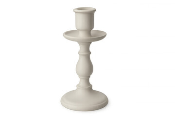 Classic white candlestick holder isolated on transparent background, creating a serene and elegant atmosphere