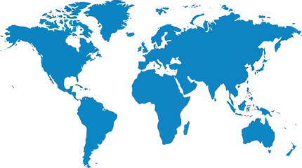 World Map in Vibrant Blue Outline