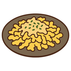 Kasspatzln cheese noodle Austrian food flat color vector illustration template design