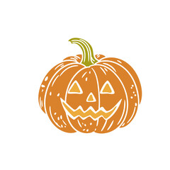 Original illustration featuring Halloween pumpkins, drawn in a minimalist and colorful style. Illustrations for posters, cards, and graphic design.