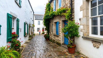 Quaint alleyway with colorful houses
