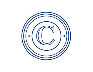 Elegant blue capital C logo