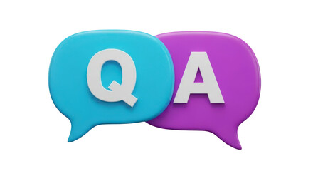 Question and answer speech bubbles isolated on transparent background