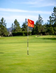 Obraz premium Golf flag on a green