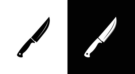 An outline style kitchen knife, a modern and clean icon for a cooking school, a culinary website, or a restaurant brand.
