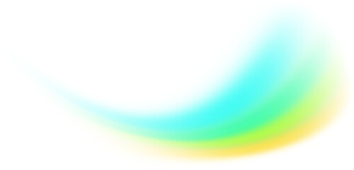 Abstract swirl of vibrant teal green yellow and blue colors forming a smooth curve isolated on white background