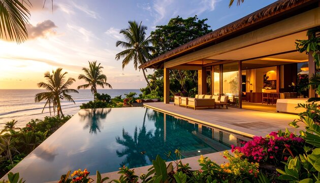 Tropical beachfront luxury home