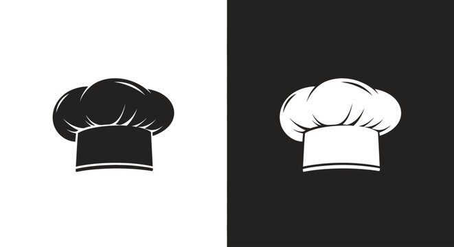 An outline style chef hat, a modern and clean icon for a culinary school, a restaurant brand, or a cooking competition.