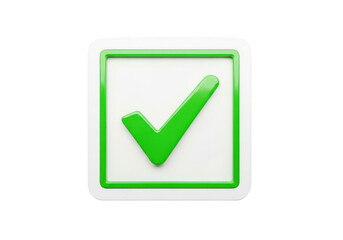 Green check mark symbol in a box isolated on transparent background
