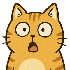 Vector illustration of a surprised orange cartoon cat with wide eyes and open mouth