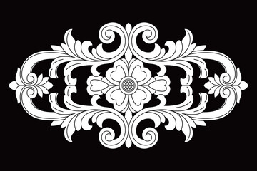 Classic ornate floral scrollwork design with symmetrical leaf and flower details