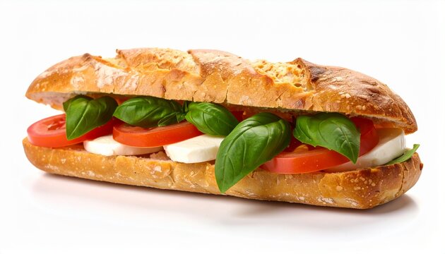 Caprese Sandwich ciabatta filled with mozzarella, tomato, fresh basil