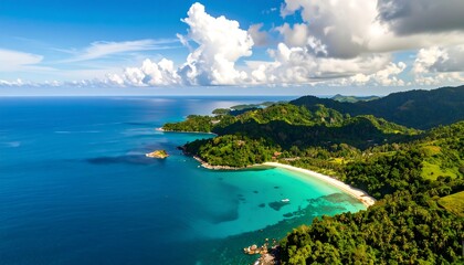 Obraz premium Panoramic view of tropical coastline