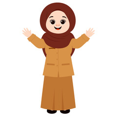Illustration of a Muslim Woman in Uniform