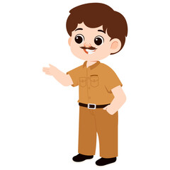 Cartoon Illustration of Man in Brown Uniform
