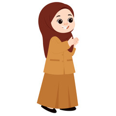Illustration of Muslim Woman in Uniform
