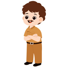 Cartoon Illustration of Man in Uniform