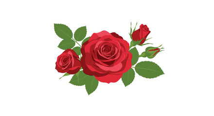 Fototapeta premium Vibrant red roses with green leaves create a classic floral design perfect for elegant occasions