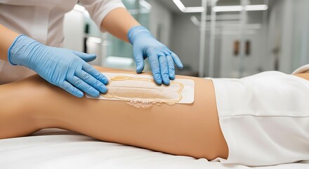 Medical Professional Applying Cast on Patient Leg in Clinical Setting