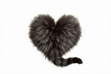 Heart-shaped fur, gray and dark brown, with a tail