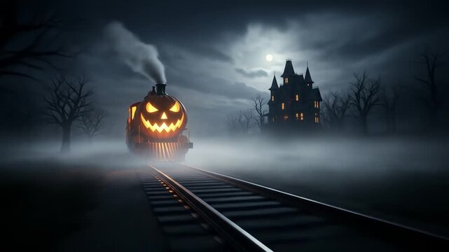 Spooky Halloween Train Haunts the Night 1.