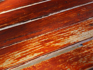 View of pattern of wooden bench.