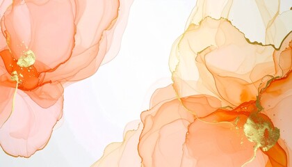 桃色の花のアルコールインクアートabstract floral background