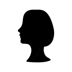 Black Silhouette of a Woman's Profile Against a White Background Illustration