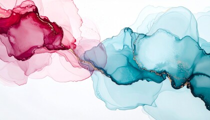 赤と青のアルコールインクアート abstract watercolor background