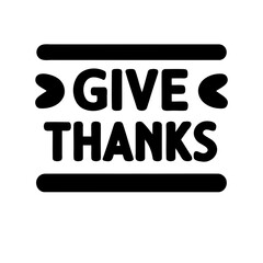 Bold 'Give Thanks' Graphic with Arrow Brackets and Solid Lines