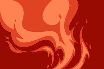 Vector abstract red and orange fire flames swirling on a dark backdrop.