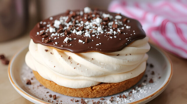 Torta de chocolate rellena de crema y cereza