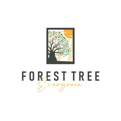 tree silhouette concept children playground logo natural tree concept as a playground and green forest tree nature as a product brand symbol or poster illustration template