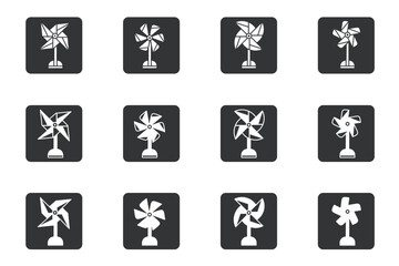 Windmill. illustration or icon of a windmill in a box. Stock illustration icon vector.