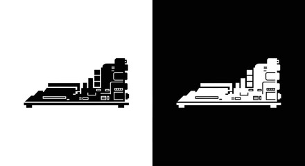 A 3D printer in action, a black and white icon symbolizing additive manufacturing, rapid prototyping, and modern industrial technology.